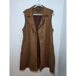 Marc New York Brown Sleeveless Duster Vest Size XL Button